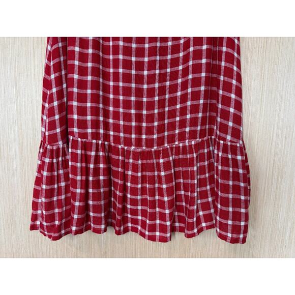 NEW Rails Lizzy Linen Blend Ruffle Hem Wrap Skirt Womens Size Large Plaid Red - Picture 7 of 12